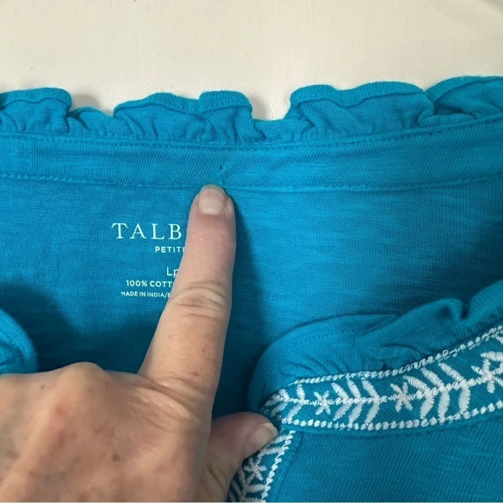 Talbots Teal Peasant Top LP